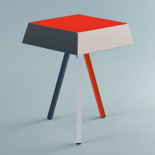 Современный вспомогательный столик - KUBAN - Matière Grise - из стали / с основанием из стали / прямоугольный