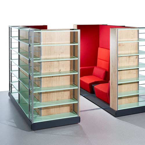 Современный книжный шкаф - ZAMBELLI PAZIO - Zambelli GmbH & Co. KG - для профессионального использования / из стекла / из металла