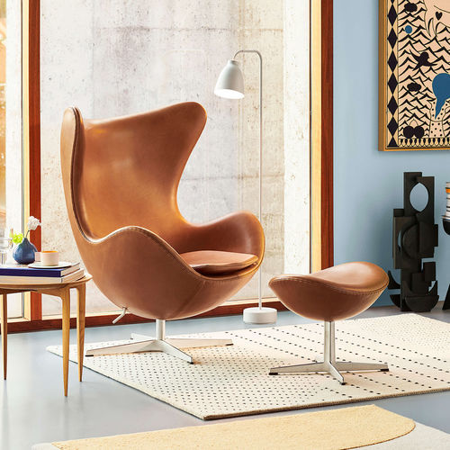 Кресло скандинавский дизайн - EGG™ - Fritz Hansen - из кожи / из ткани / с опорой для ступней
