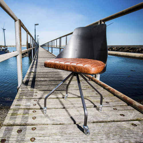 Cтул промышленный дизайн - SL-060 - Waterman Meubelen B.V. (Sturdy-Legs) - из кожи / из дуба / из орехового дерева
