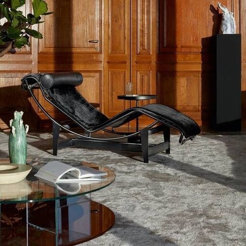 Современный шезлонг - 004 1C/4C/1T/1P/_N - Cassina - из кожи / из хромированной стали / 1 место