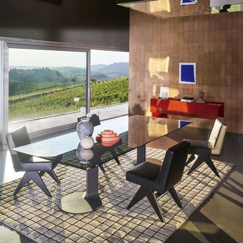 Современный обеденный стол - TL59 - Cassina - из стекла / с основанием из металла / прямоугольный