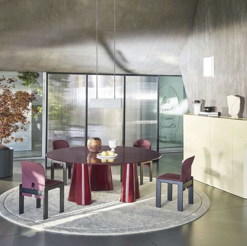 Современный обеденный стол - TREFLO - Cassina - из металла / с основанием из металла / круглый