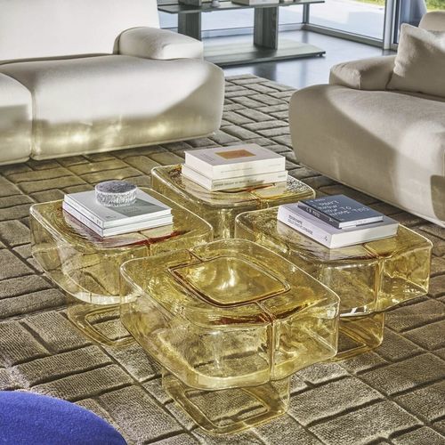 Современный вспомогательный столик - FLUID JOINERY - Cassina - из стекла / со стеклянным основанием / квадратный
