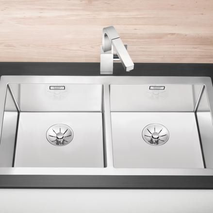 Кухонная раковина 2 чаши - CLARON 400/400-IF - BLANCO GmbH + Co KG - без сушки / из нержавеющей стали / встраиваемая сверху