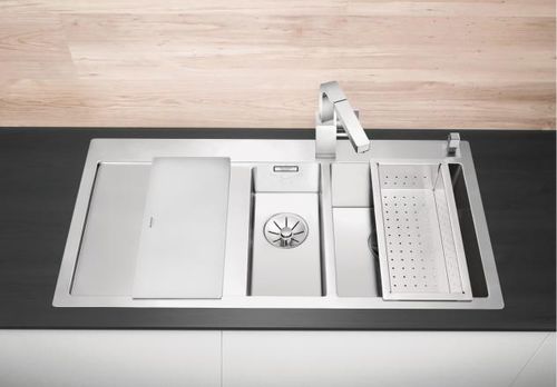 Кухонная раковина 2 чаши - CLARON 6 S-IF - BLANCO GmbH + Co KG - с сушкой / из нержавеющей стали / встраиваемая сверху