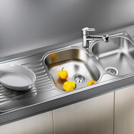 Кухонная раковина 2 чаши - TIPO 8 S - BLANCO GmbH + Co KG - с сушкой / из нержавеющей стали / встраиваемая сверху