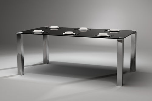 Современный обеденный стол - QUADRO MAGNUM - Dreieck GmbH - из стекла / из нержавеющей стали / прямоугольный