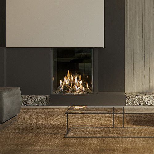 Камин на природном газе - KALFIRE GP65/75C - Kalfire Fireplaces - гибридный / встроенный / Односторонний