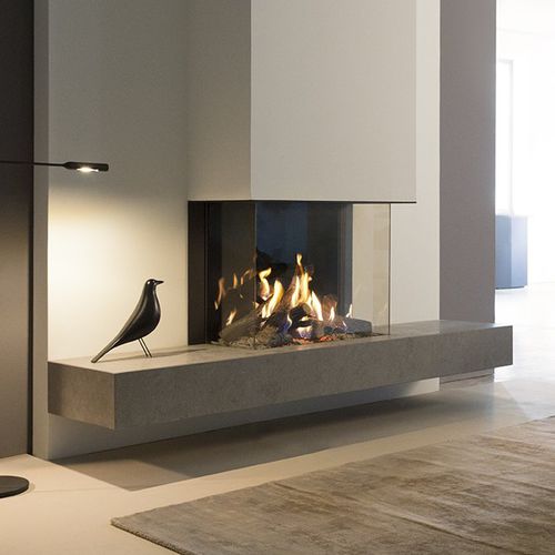 Камин на природном газе - KALFIRE GP70/55S - Kalfire Fireplaces - гибридный / встроенный / с 3 поверхностями