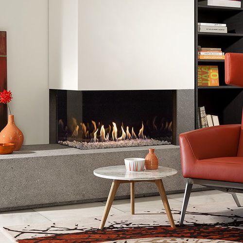 Камин на природном газе - KALFIRE G85/44C - Kalfire Fireplaces - встраиваемый / угловой / с 2-мя поверхностями