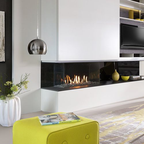 Камин на природном газе - KALFIRE G90/44S - Kalfire Fireplaces - встраиваемый / с 3 поверхностями / с закрытой топкой