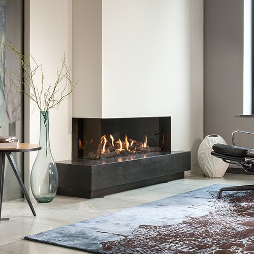 Камин на природном газе - KALFIRE G105/37C - Kalfire Fireplaces - встраиваемый / с 2-мя поверхностями / с закрытой топкой