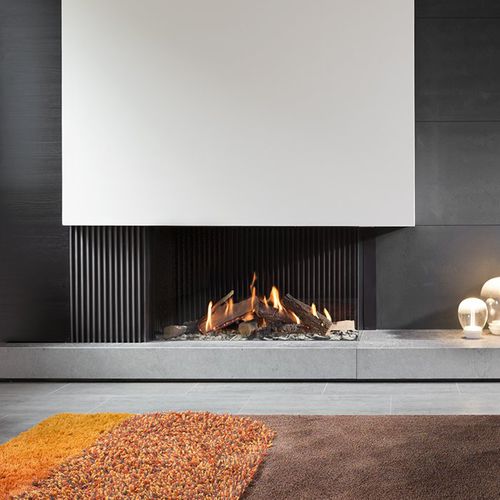 Камин на природном газе - KALFIRE GP110/55C - Kalfire Fireplaces - встраиваемый / угловой / с 2-мя поверхностями