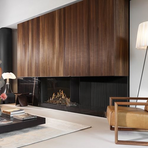 Камин на природном газе - KALFIRE GP110/75C - Kalfire Fireplaces - встраиваемый / с 3 поверхностями / с закрытой топкой