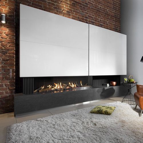 Камин на природном газе - KALFIRE G165/37C - Kalfire Fireplaces - встраиваемый / с 2-мя поверхностями / с закрытой топкой