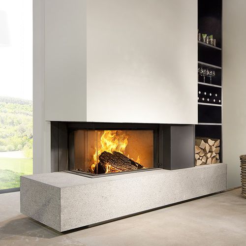 Газовая закрытая топка - KALFIRE W65/38C - Kalfire Fireplaces - угловая / из металла