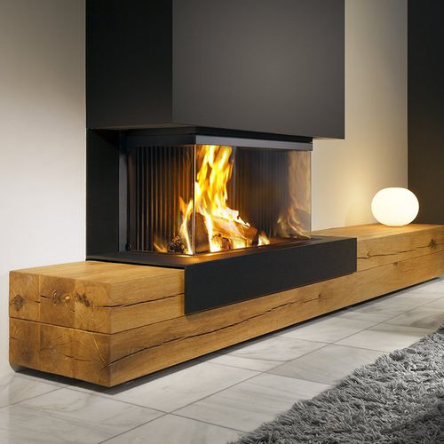 Дровяной камин - KALFIRE W90/47S - Kalfire Fireplaces - встраиваемый / с 3 поверхностями / с закрытой топкой