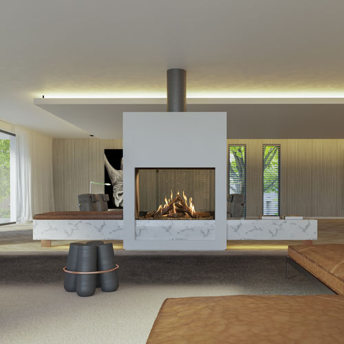 Газовый камин - KALFIRE GP110/79T - Kalfire Fireplaces - напольный / островной / двусторонний