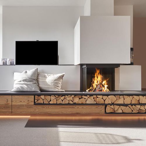 Дровяной камин - KALFIRE W66/48S - Kalfire Fireplaces - встраиваемый / с 3 поверхностями / с закрытой топкой