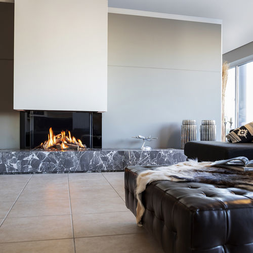 Камин на природном газе - KALFIRE GP85/55S - Kalfire Fireplaces - встраиваемый / с 3 поверхностями / с закрытой топкой