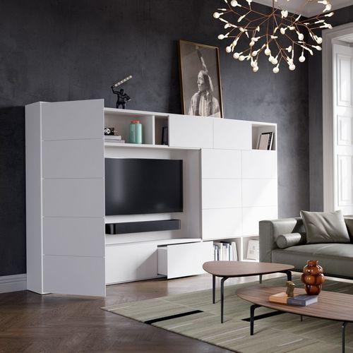 Современный настенный комплект для ТВ - VITA - Kettnaker GmbH & Co. KG Möbel-Manufaktur - из лакированной древесины / из лакированного стекла / из алюминия