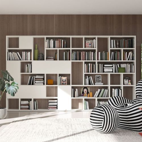 Современный книжный шкаф - VITA - Kettnaker GmbH & Co. KG Möbel-Manufaktur - из лакированной древесины / со встроенным ящиком / синий