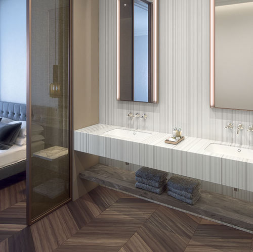 Двойная столешница для раковины - Silver Linear - CORIAN - из Corian® / по индивидуальному заказу / для профессионального использования