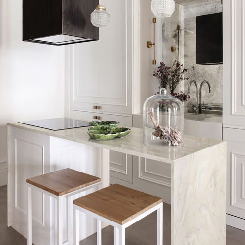 Рабочая поверхность из Corian® - Carrara Crema - CORIAN - бежевая / с квадратным краем