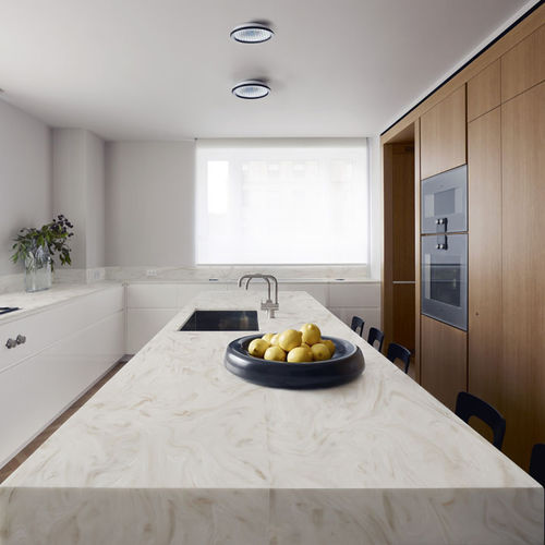 Рабочая поверхность из Corian® - Sand Storm - CORIAN - белая / коричневая / с квадратным краем