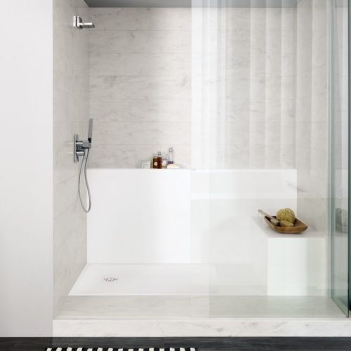 Прямоугольный душевой поддон - Smart - CORIAN - встраиваемый / ультратонкий / из Corian®