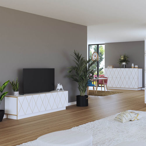 Современная тумба под телевизор - ROMB - Radis Furniture - с полками / из фанеры / из березы