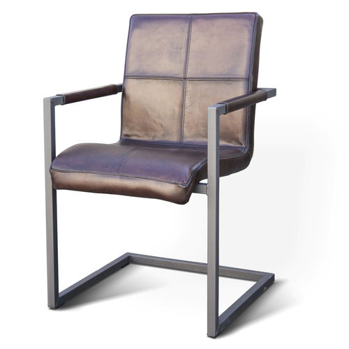Cтул винтаж - QUADRANT INDUCHAIR - Ecomatrix SRL - для интерьера / из кожи / с основанием из окрашенной стали