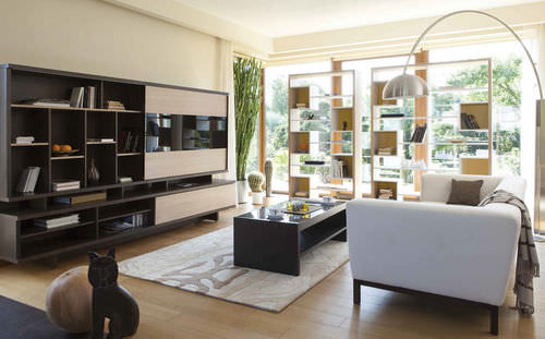 Современная стенка для гостиной - INNAMO  - SBA Baldu Kompanija SBA Furniture Company - из лакированной древесины