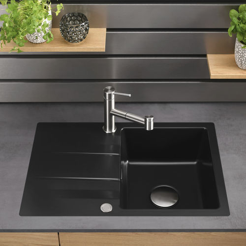 Кухонная раковина 1 чаша - Genea 75 F - systemceram GmbH & Co. KG - с сушкой / из керамики / вровень со столешницей