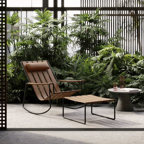 Кресло минималистский дизайн - STRAPPY - Royal Botania - из искусственной кожи / из нержавеющей стали / с опорой для ступней