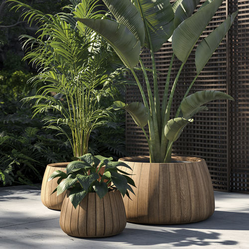 Кадка для садовых растений для наружного применения - BARIQ  - Royal Botania - из тикового дерева / круглая / современная