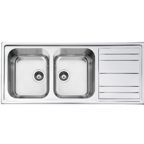 Кухонная раковина 2 чаши - LPR116SA - SMEG - с сушкой / из нержавеющей стали / встраиваемая сверху