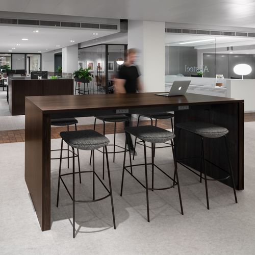 Современный высокий стол для еды стоя - HARVEST - Allsteel - из дерева / с основанием из древесины / прямоугольный