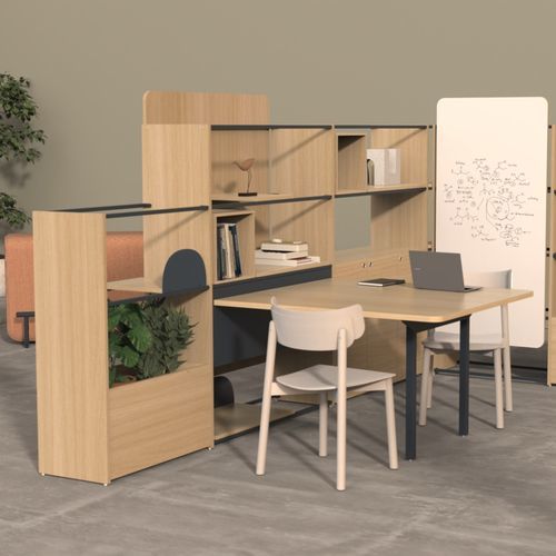 Современный стеллаж - HORIZON - Allsteel - из дерева / для хранения / коричневый