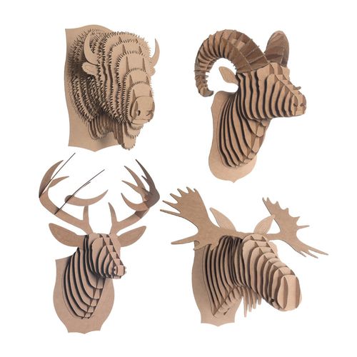 Скульптура из картона - NORTH AMERICAN ANIMALS SET - cardboard safari - настенная