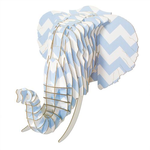 Скульптура из картона - EYAN CHEVRON PRINT ELEPHANT HEAD - cardboard safari - настенная