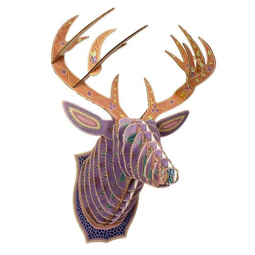 Скульптура из картона - LEAH YELLOWBIRD PATTERN ANIMAL HEADS - cardboard safari - настенная