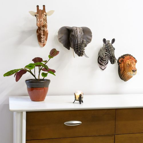 Скульптура из картона - LIFELIKE SAFARI ANIMAL SET - cardboard safari - настенная