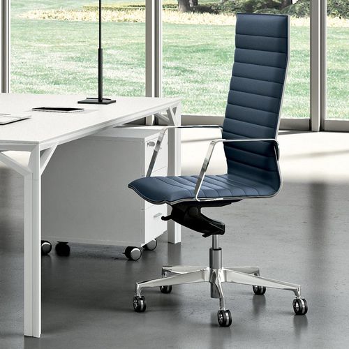 Современное директорское кресло - DIVA SOFT   - Quadrifoglio Sistemi d'Arredo - из кожи / из стали / с подголовником