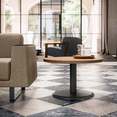 Современный стол для бистро - T01  Side tabl - Quadrifoglio Sistemi d'Arredo - из меламина / с основанием из окрашенного металла / круглый