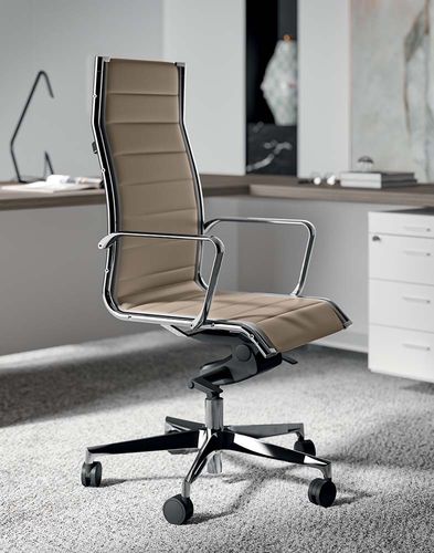 Современное директорское кресло - DEKORA   - Quadrifoglio Sistemi d'Arredo - из кожи / сетчатое / из алюминия