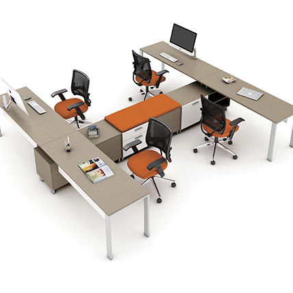 Рабочий стол для офисов открытого типа - MY ZONE (STUDIO) - Office Furniture Group - современный / из дерева / со встроенным ящиком