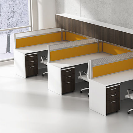 Рабочий стол для офисов открытого типа - MODERN+PANELX - Office Furniture Group - современный / из ламината / со встроенным ящиком
