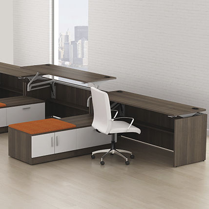 Рабочий стол для офисов открытого типа - SWIFT LIFT - Office Furniture Group - современный / из стали / из ламината